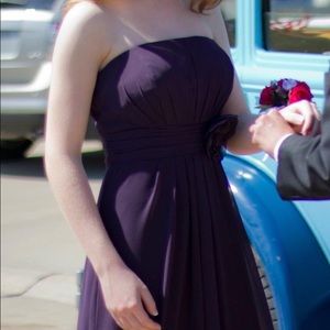 Plum Prom/ Bridesmaid Dress with Accent Flower